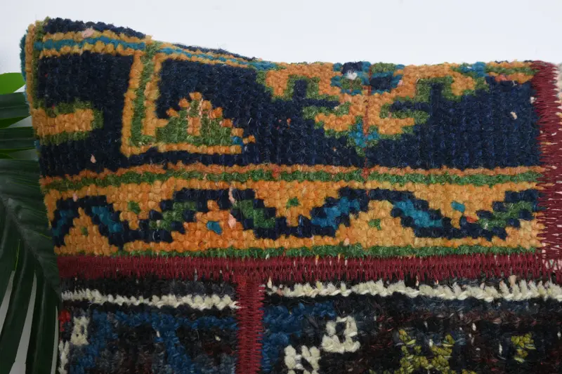 Bolster Throw Pillow Cover, 16x16 Blue Cushion, Cushion Case, Vintage Kilim Pillow, Outdoor Pillow Sham, Vintage Pillow, Ethnical Kilim Rug Pillow - 2