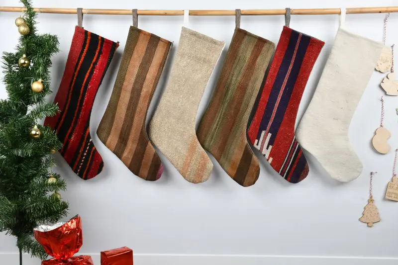 Christmas Ornaments Pattern, 8 Inch Wide Holiday Stocking