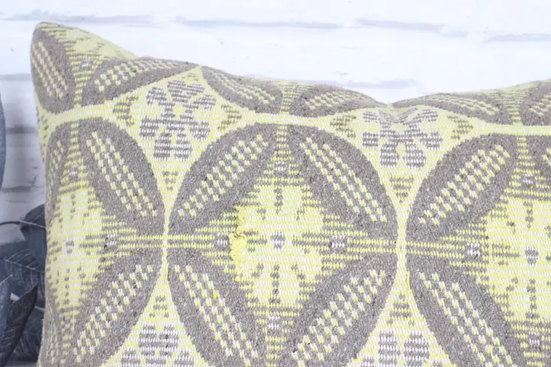 Couch Cushion Cover, Cushion, Handmade Kilim Cushion, 24x24 Yellow Cushion Case, Vintage Kilim Throw Pillow, Home Decor Pillow - 2