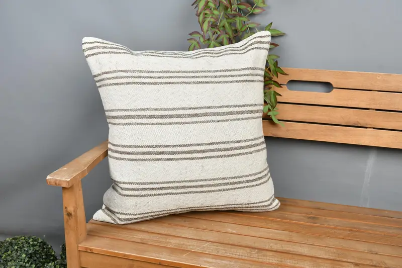 Cozy Throw Pillow, 24x24 White Pillow Cover, Retro Cushion, Gift Pillow, Home Decor Pillow, Throw Kilim Pillow, Pillow Cover - 1