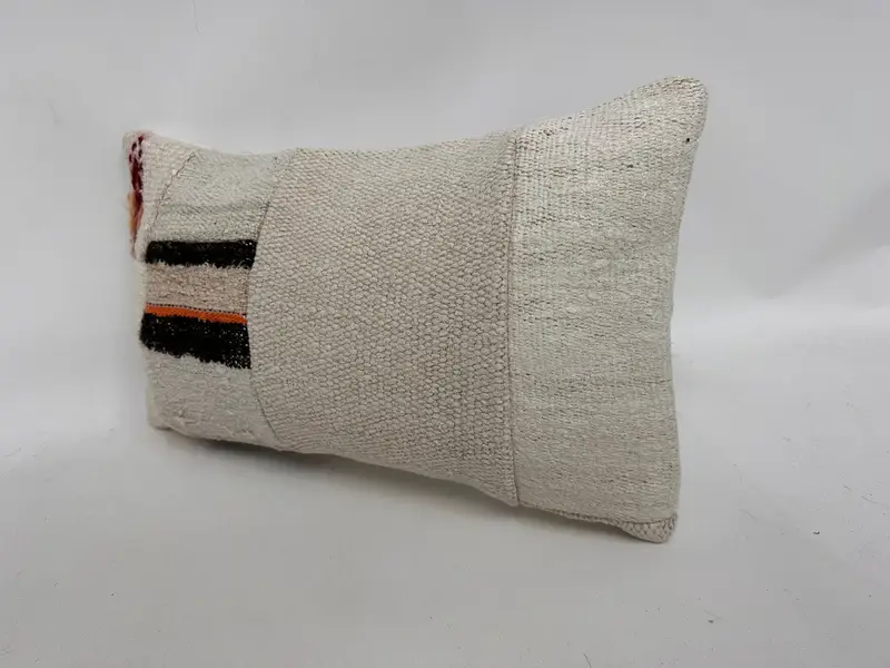 Bed Pillow, Interior Designer Pillow, Bohemian Cushion Pillow, 12x20 White Cushion Cover, Antique Pillows, Pillow Sham, Ethnical Kilim Rug Pillow - 4