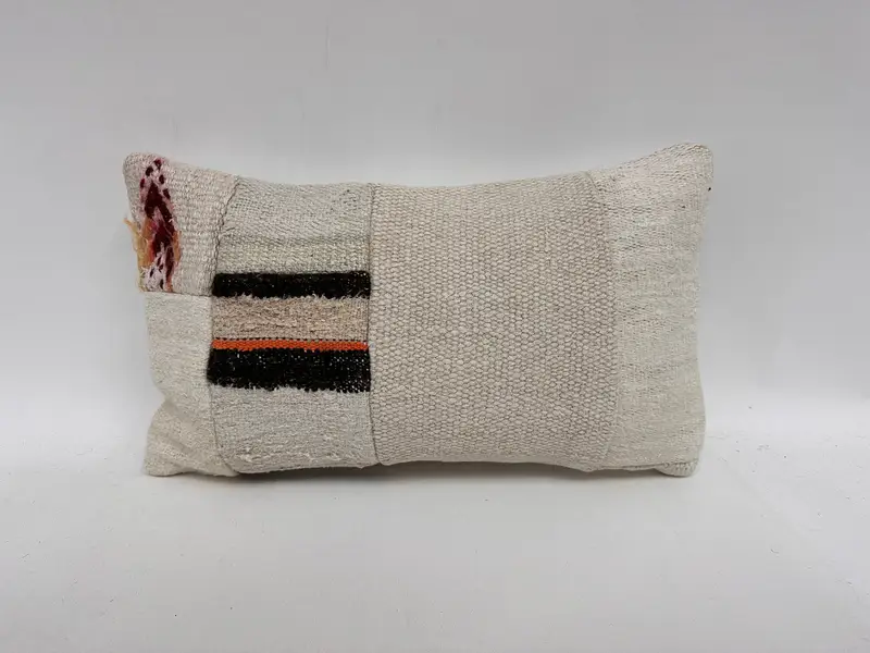 Bed Pillow, Interior Designer Pillow, Bohemian Cushion Pillow, 12x20 White Cushion Cover, Antique Pillows, Pillow Sham, Ethnical Kilim Rug Pillow - 1