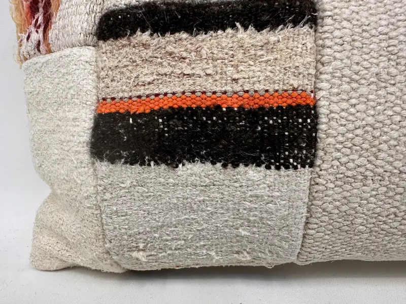 Bed Pillow, Interior Designer Pillow, Bohemian Cushion Pillow, 12x20 White Cushion Cover, Antique Pillows, Pillow Sham, Ethnical Kilim Rug Pillow - 2
