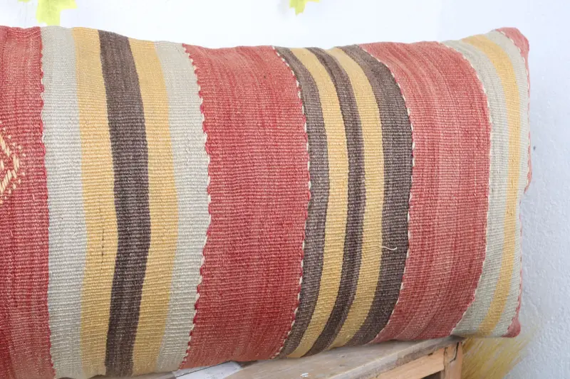 16x43 Red Pillow Case, Kilim Cushion Sham, Cushion Case, Office Chair Pillow Sham, Ethnical Kilim Rug Pillow, Interior Designer Pillow - 5