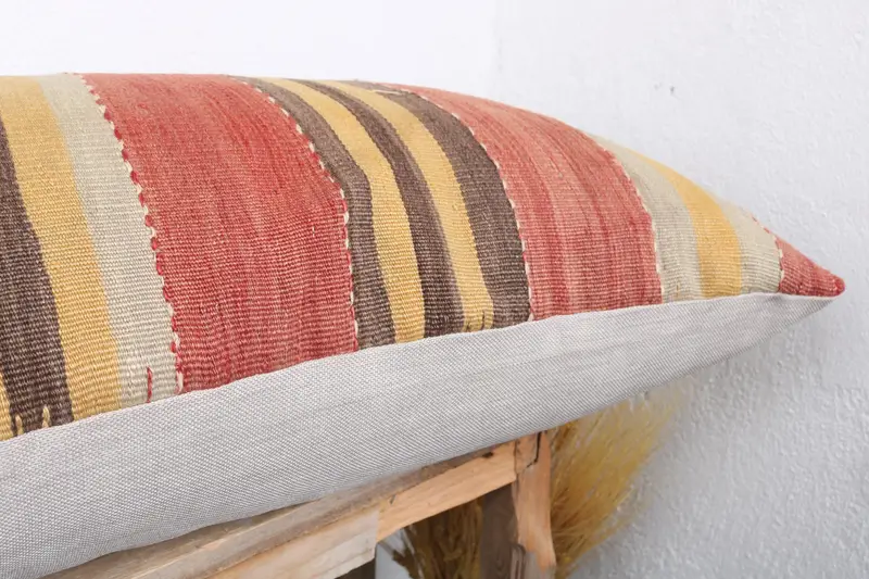 16x43 Red Pillow Case, Kilim Cushion Sham, Cushion Case, Office Chair Pillow Sham, Ethnical Kilim Rug Pillow, Interior Designer Pillow - 6