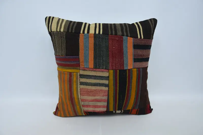 Gift Pillow, Sofa Pillow Case, Knitted Cushion Cover, 28x28 Brown Cushion, Boho Pillow, Handmade Kilim Cushion, Accent Pillow, Pillow Cover - 1