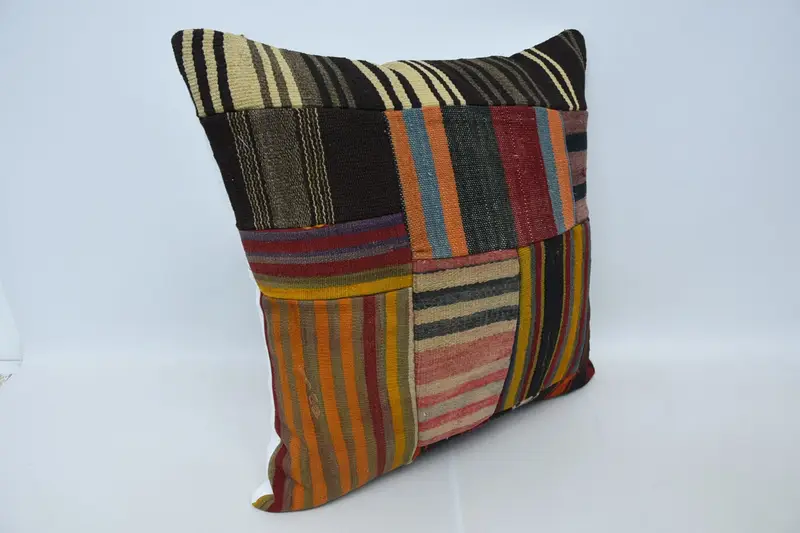 Gift Pillow, Sofa Pillow Case, Knitted Cushion Cover, 28x28 Brown Cushion, Boho Pillow, Handmade Kilim Cushion, Accent Pillow, Pillow Cover - 3