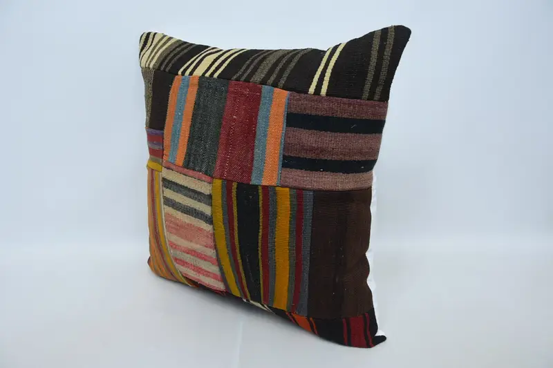 Gift Pillow, Sofa Pillow Case, Knitted Cushion Cover, 28x28 Brown Cushion, Boho Pillow, Handmade Kilim Cushion, Accent Pillow, Pillow Cover - 4