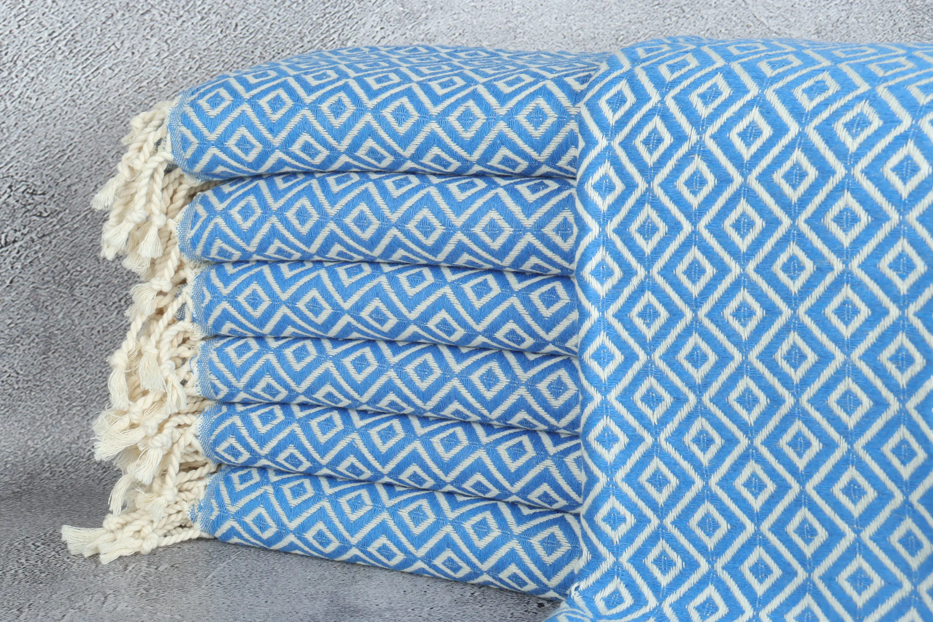 Kişiye Özel Türk Hamam Havlusu Blue Diamond, 40x71 İnç, Bej - 1