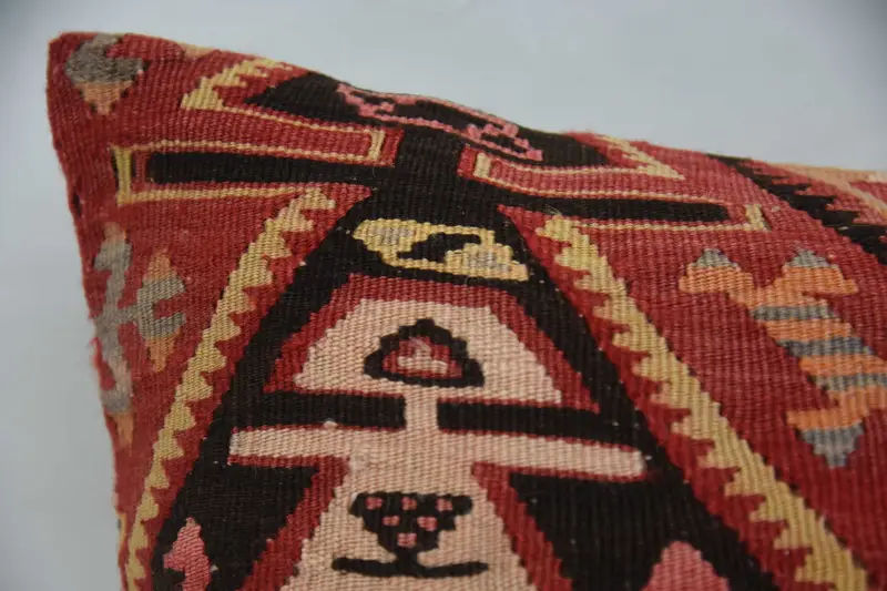 20x28 Red Pillow, Cotton Pillow Case, Gift Pillow, Ethnical Kilim Rug Pillow, Kilim Cushion Sham, Pillow Sham, Pastel Pillow - 2