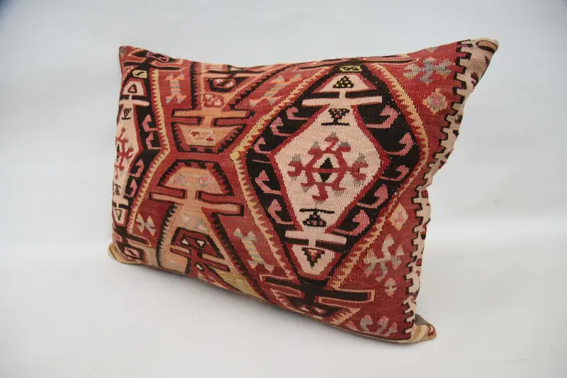20x28 Red Pillow, Cotton Pillow Case, Gift Pillow, Ethnical Kilim Rug Pillow, Kilim Cushion Sham, Pillow Sham, Pastel Pillow - 5