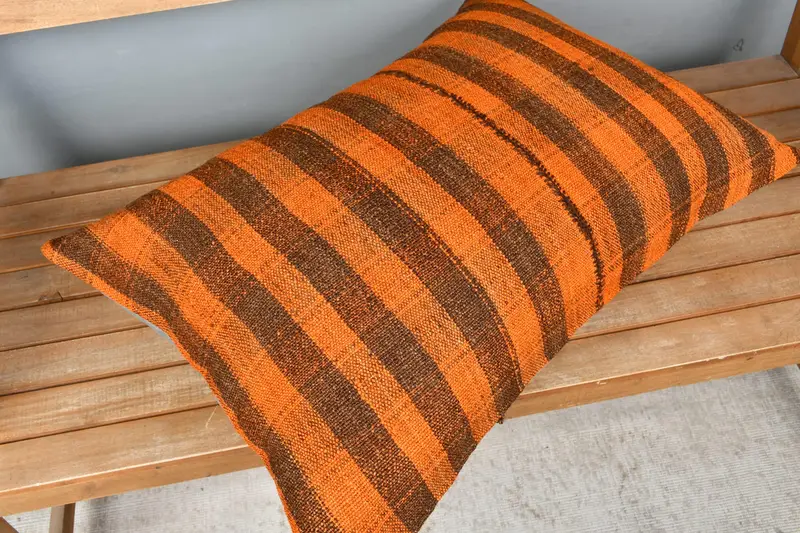 Pillow Case, Gift Pillow, 20x28 Brown Pillow Sham, Pillow for Couch, Oriental Pillow Cover, Vintage Kilim Throw Pillow - 2