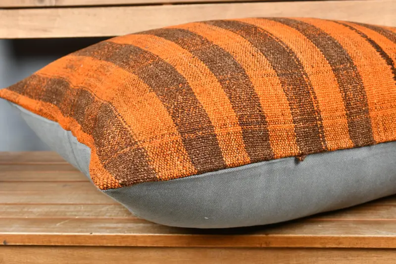 Pillow Case, Gift Pillow, 20x28 Brown Pillow Sham, Pillow for Couch, Oriental Pillow Cover, Vintage Kilim Throw Pillow - 4