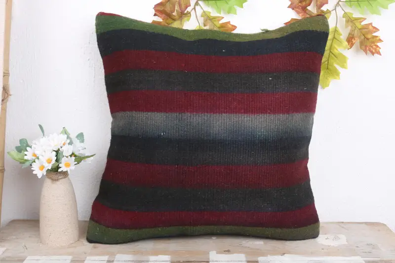 Handmade Kilim Cushion, 18x18 Red Cushion, Home Decor Pillow, Toss Cushion Case, Turkish Bench Pillow Case, Vintage Pillow, Cushion Cover - 2