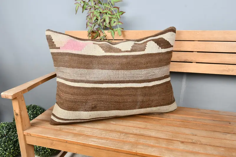Pillow for Sofa, Toss Pillow Sham, Cushion Cover, 20x28 Beige Cushion Case, Kilim Pillow, Antique Pillows, Boho Throw Pillow Cover - 1