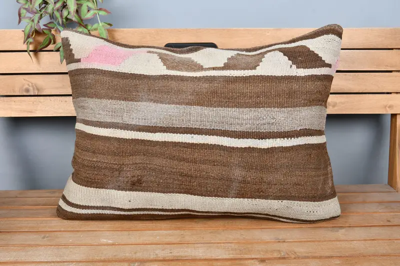 Pillow for Sofa, Toss Pillow Sham, Cushion Cover, 20x28 Beige Cushion Case, Kilim Pillow, Antique Pillows, Boho Throw Pillow Cover - 6
