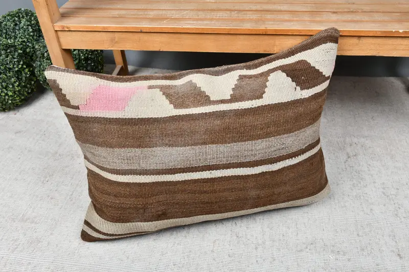 Pillow for Sofa, Toss Pillow Sham, Cushion Cover, 20x28 Beige Cushion Case, Kilim Pillow, Antique Pillows, Boho Throw Pillow Cover - 7