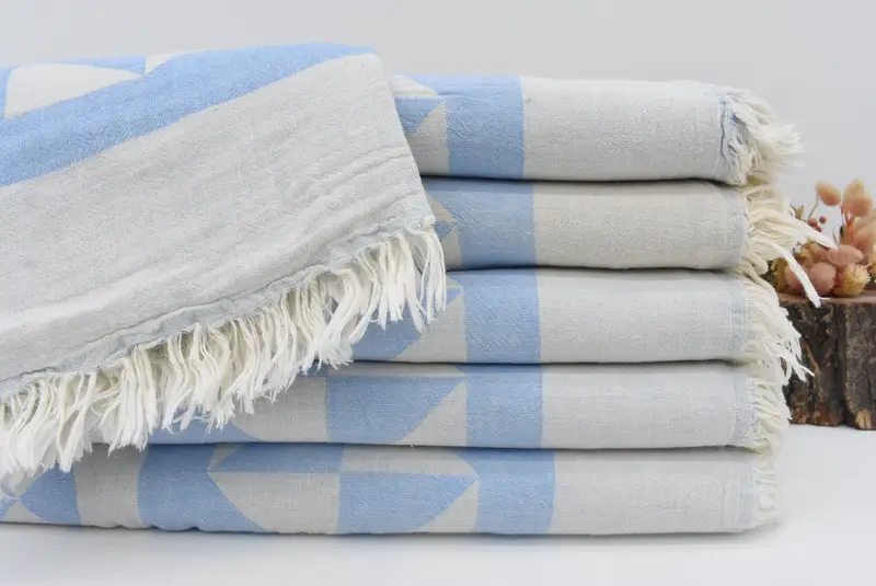 Light Blue Compass Design Wedding Towel, 70x36 Inches