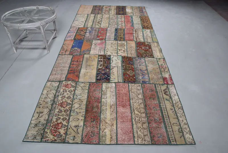 4,6 x 10,9 ft großer türkischer Teppich, Vintage-Teppich, rot-blauer orientalischer Wollteppich - 1