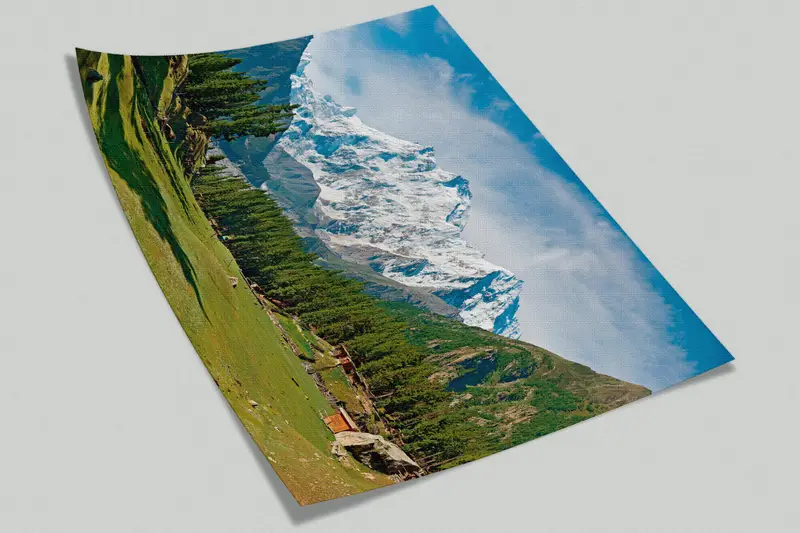 Papierwandkunst, helles Tapepapier, Nanga Parbat und Feenwiesen Landschaft, maßgeschneiderte Tapepapier, Naturlandschaftswandkunst, - 8