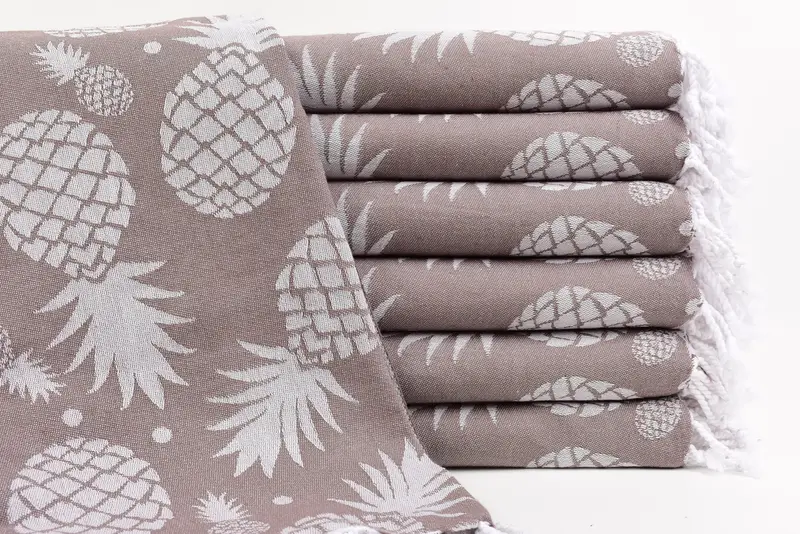 Personalized Beach Towel Brown Pineapple Design, 70x36 Inches