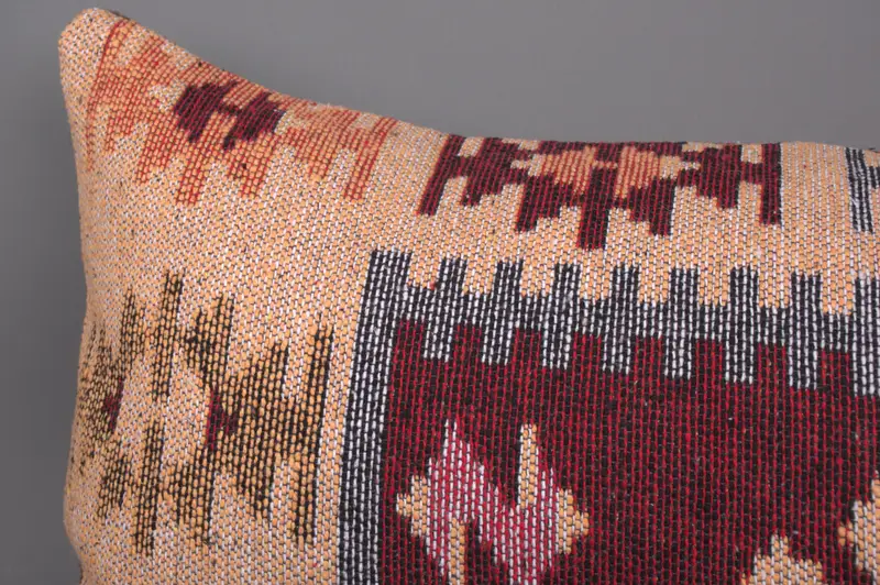 Throw Kilim Pillow, Boho Pillow, Pillow, Turkish Rugs Pillow Case, Turkish Pillow, 16x36 Red Cushion - 5