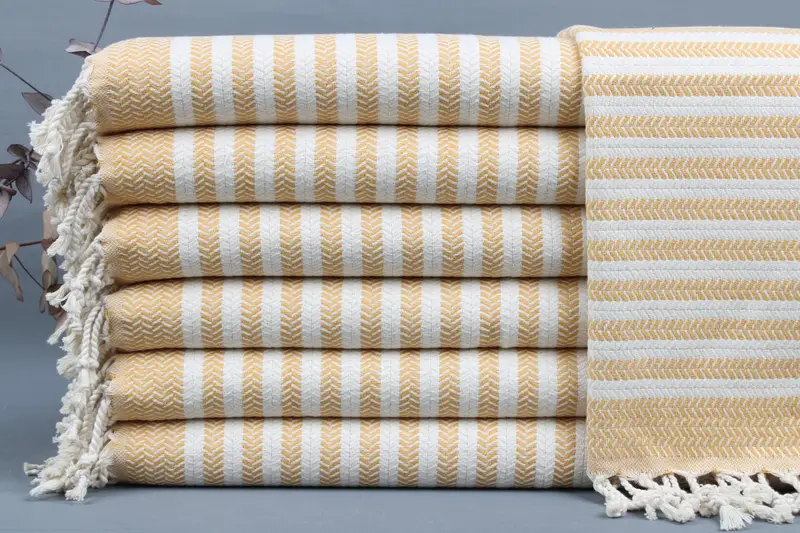 Turkish Towel Handwoven Organic Cotton Beige, 18x40 Inches