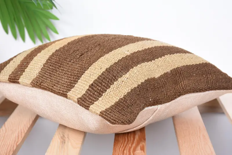 Authentic Cushion Cover, Throw Kilim Pillow, Kilim Cushion Sham, Pillow for Couch, Cushion, Handwoven Pillow Cover Pillow, 12x12 Brown Pillow - 6