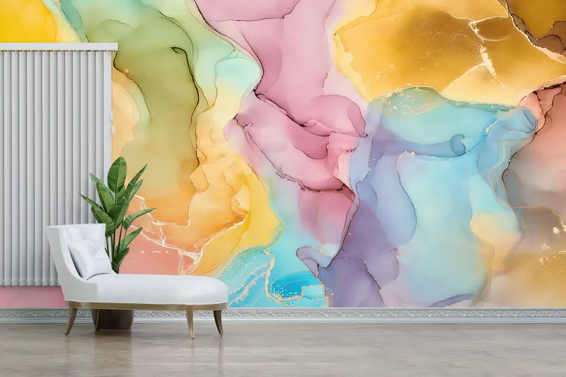 Zarif Baskılı Duvar Kağıdı: Altın ve Lüks Mermer Füzyonu