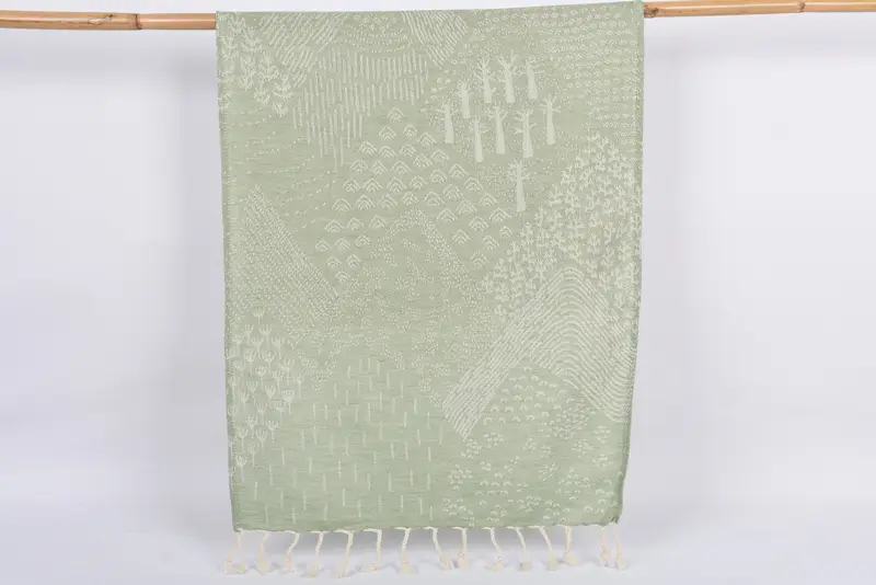 Kitchen Towel Monogrammed Hand Towel Khaki Green Mountain Design, 36x18 Inches