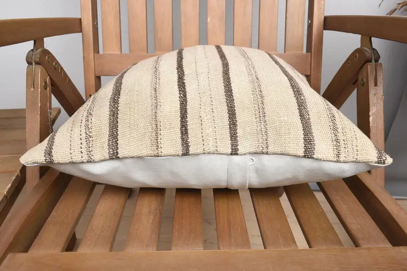 Cozy Throw Cushion Cover, Designer Throw Pillow, Boho Pillow Sham Cover, 16x16 Beige Cushion, Pillow Cover, Turkish Pillow, Pillow for Sofa - 5