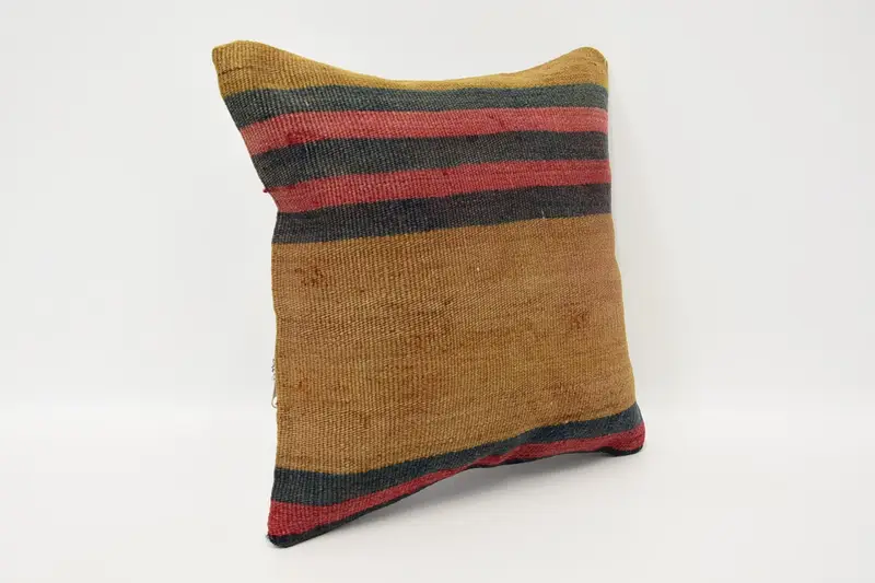 12x12 Brown Cushion Case, Pillow Cover, Retro Throw Cushion Cover, Vintage Kilim Pillow, Boho Pillow, Vintage Kilim Throw Pillow - 3