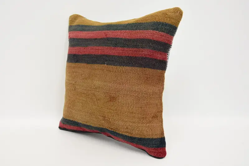 12x12 Brown Cushion Case, Pillow Cover, Retro Throw Cushion Cover, Vintage Kilim Pillow, Boho Pillow, Vintage Kilim Throw Pillow - 4