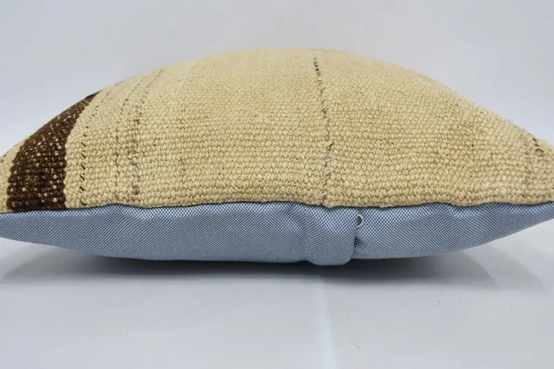 Turkish Rugs Pillow Case, 14x14 Beige Pillow, Floor Pillow Case, Turkish Pillow, Cushion, Boho Pillow, Handmade Kilim Cushion - 5