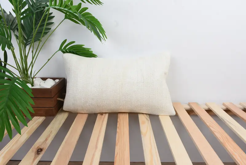 Shabby Chic Cushion Cover, Car Pillow Case, 12x20 White Pillow Case, Throw Kilim Pillow, Cushion Cover, Pillow for Sofa, Boho Pillow Sham Cover - 1