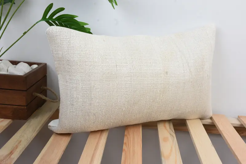 Shabby Chic Cushion Cover, Car Pillow Case, 12x20 White Pillow Case, Throw Kilim Pillow, Cushion Cover, Pillow for Sofa, Boho Pillow Sham Cover - 4
