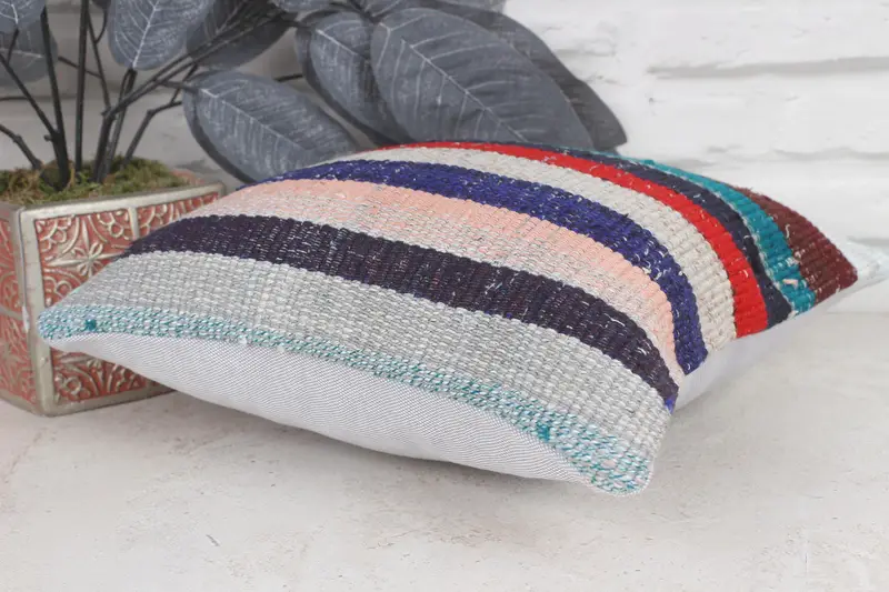 Chair Pillow Case, Turkish Pillow, Boho Pillow, Pillow Case, Decorative Bolster Cushion Cover, 12x12 Blue Cushion Case, Gift Pillow - 6
