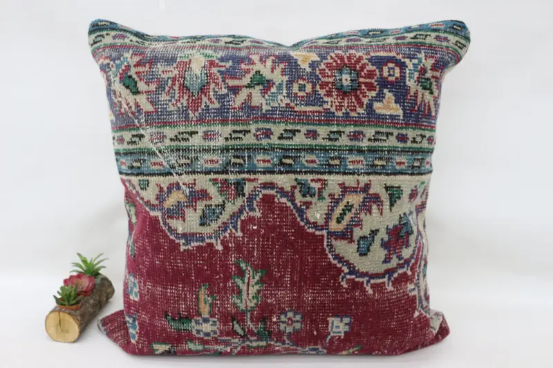 Ethnical Kilim Rug Pillow, Kilim Pillow Cover, 32x32 Red Cushion Cover, Traditional Pillow Cover, Cushion Case, Pillow for Couch - 1