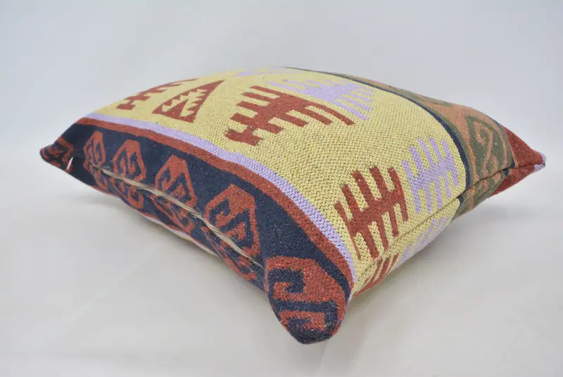 Turkish Kilim Pillow, Rustic Cushion Case, Pillow for Sofa, 20x28 Yellow Pillow Cover, Bright Pillow Case, Vintage Kilim Throw Pillow, Pillow Sham - 6