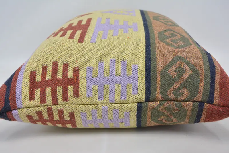Turkish Kilim Pillow, Rustic Cushion Case, Pillow for Sofa, 20x28 Yellow Pillow Cover, Bright Pillow Case, Vintage Kilim Throw Pillow, Pillow Sham - 5