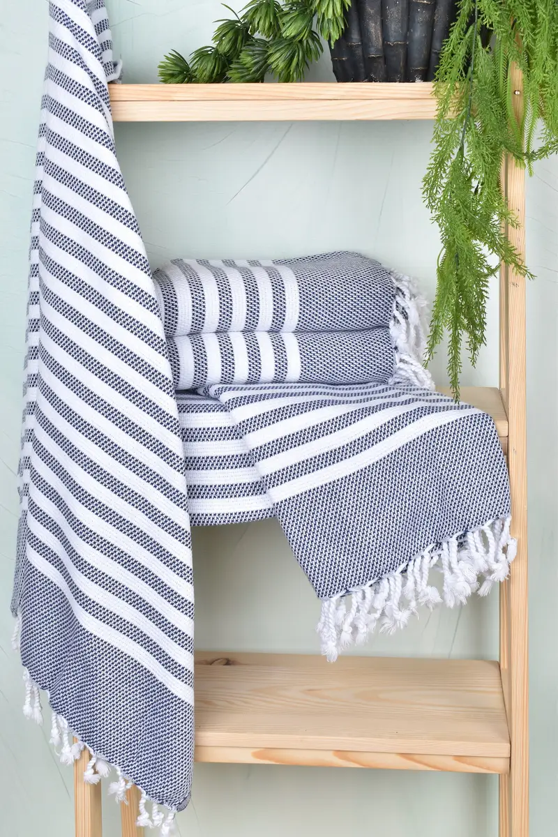 Employee Gifts, Turkish fouta towel for outdoor use, 68x40 Cotton Striped Towel, Monogram Turkish Towel, Embroidered Towel, Absorbent Turkish towel - 6