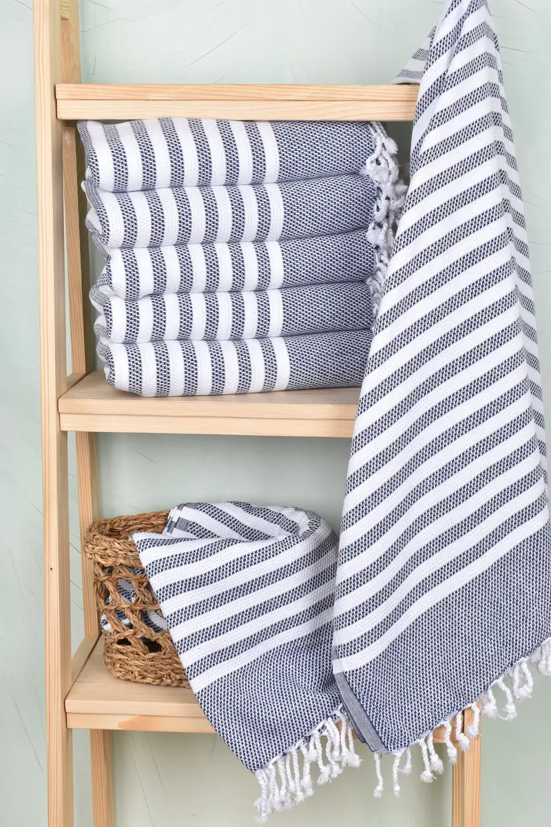 Employee Gifts, Turkish fouta towel for outdoor use, 68x40 Cotton Striped Towel, Monogram Turkish Towel, Embroidered Towel, Absorbent Turkish towel - 3