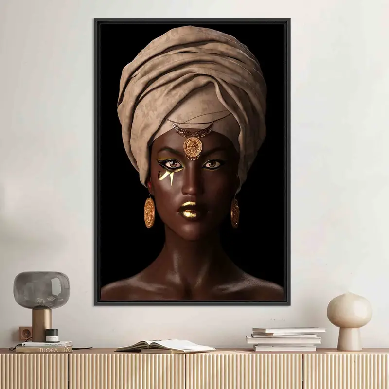 エレガントなキャンバス アート: 美しい黒人女性を讃えて