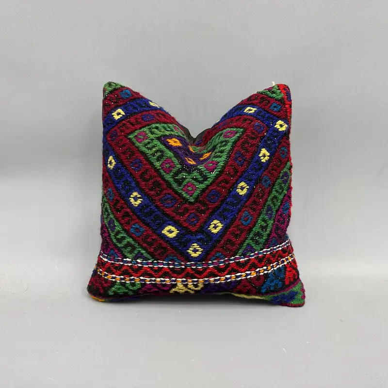 Almohada de lanzamiento Kilim turco tejida a mano, cojín geométrico vintage