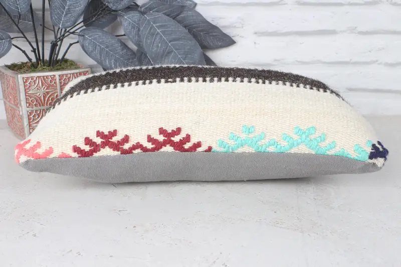 Customized Pillow Sham, Vintage Kilim Throw Pillow, 8x16 Beige Pillow, Gift Pillow, Boho Pillow Sham Cover, One Of A Kind Pillow, Pillow - 5