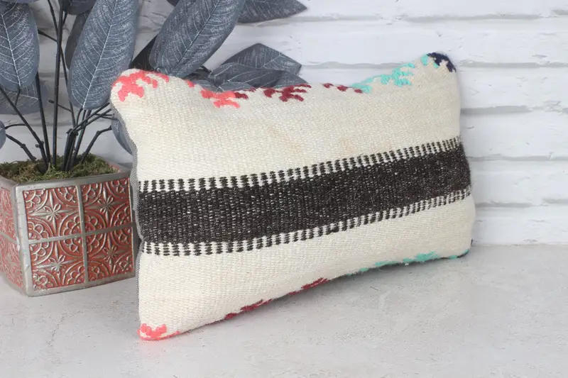 Customized Pillow Sham, Vintage Kilim Throw Pillow, 8x16 Beige Pillow, Gift Pillow, Boho Pillow Sham Cover, One Of A Kind Pillow, Pillow - 4