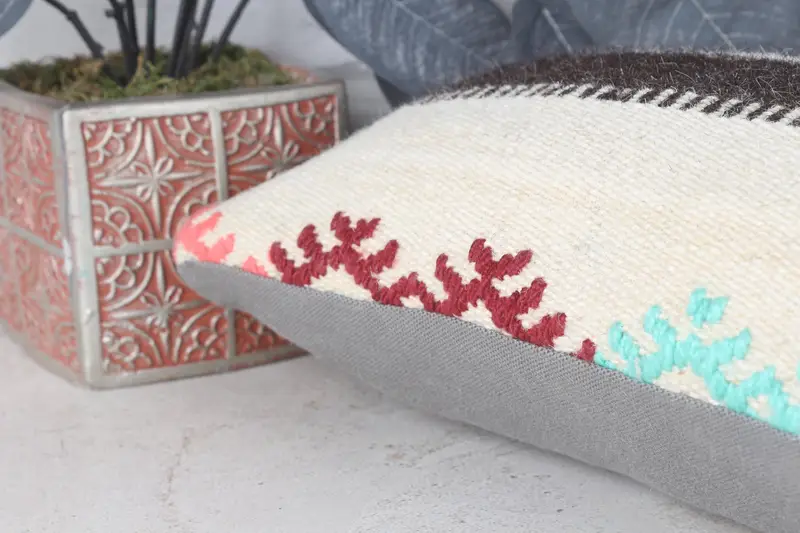 Customized Pillow Sham, Vintage Kilim Throw Pillow, 8x16 Beige Pillow, Gift Pillow, Boho Pillow Sham Cover, One Of A Kind Pillow, Pillow - 7