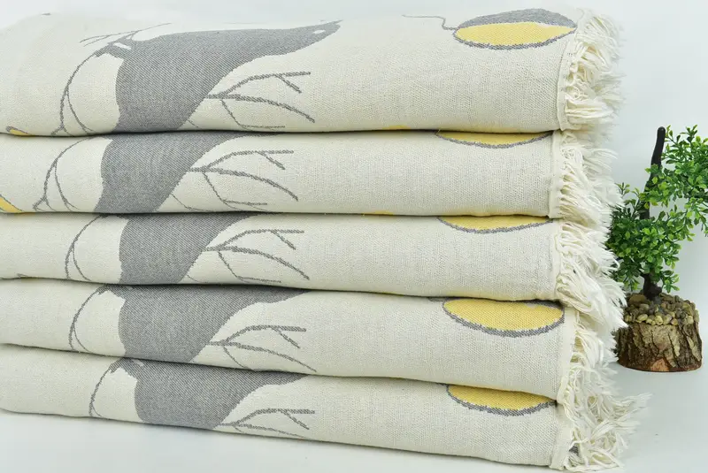 Custom Beach Blanket, Housewarming Gift, Woven Blanket, Personalized Blanket, 96x80 Cotton Bicycle Pattern Towel, Turkish Cotton Throw Blanket - 5
