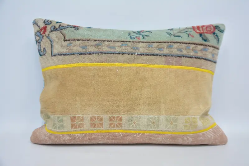 Geometric Embroidered Pillow, 20x28 Inches, Handmade Decorative Pillow - 1
