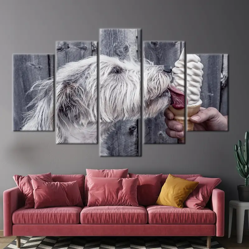 Dog Ice Cream Canvas, Dog Canvas, Dog Eating Ice Cream Art, Dog Wall Art, Dog Wall Decor, Animal Wall Art, Animal Canvas, Ice Cream Canvas, - 1